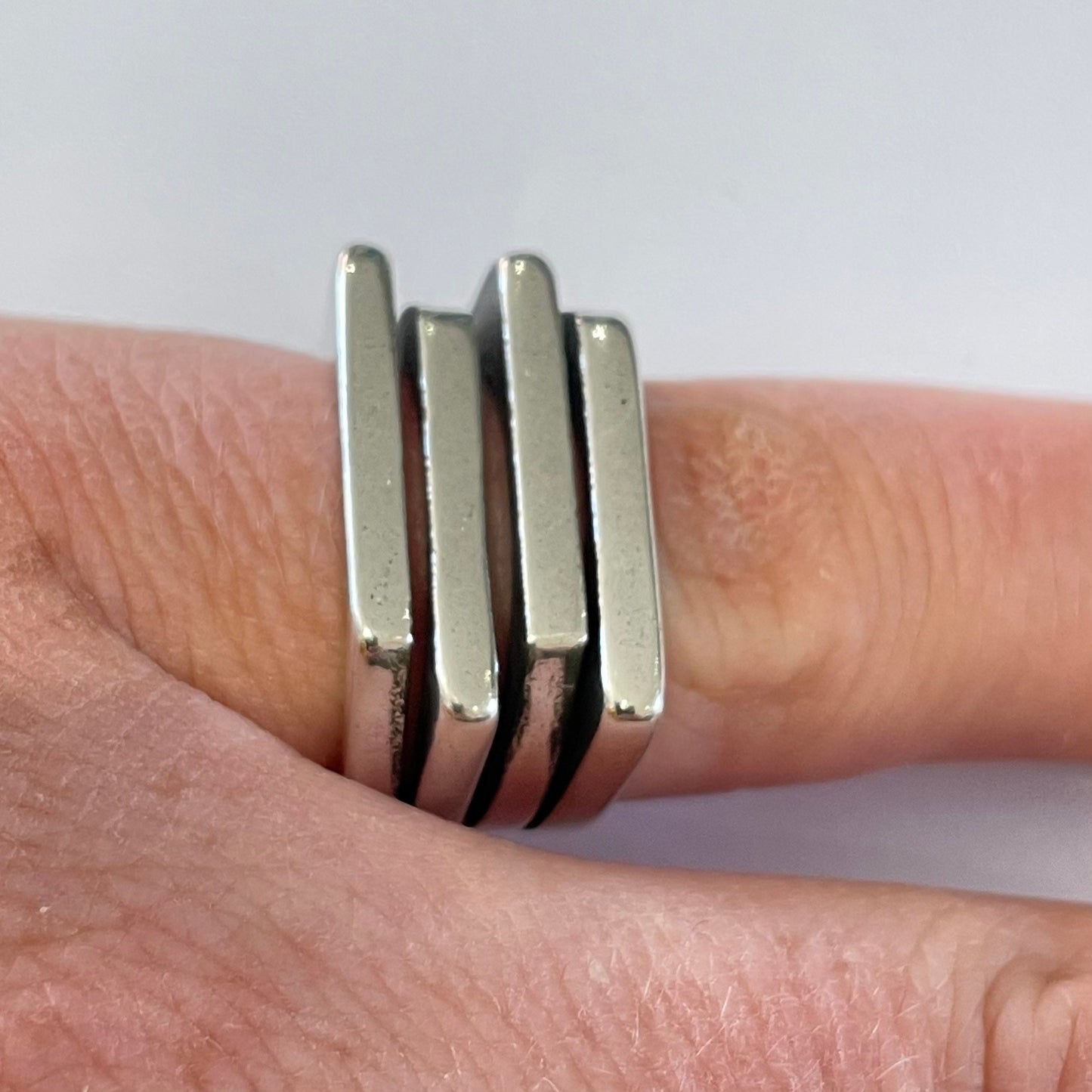 Exaggerated Multi-Layer Open Silver Ring