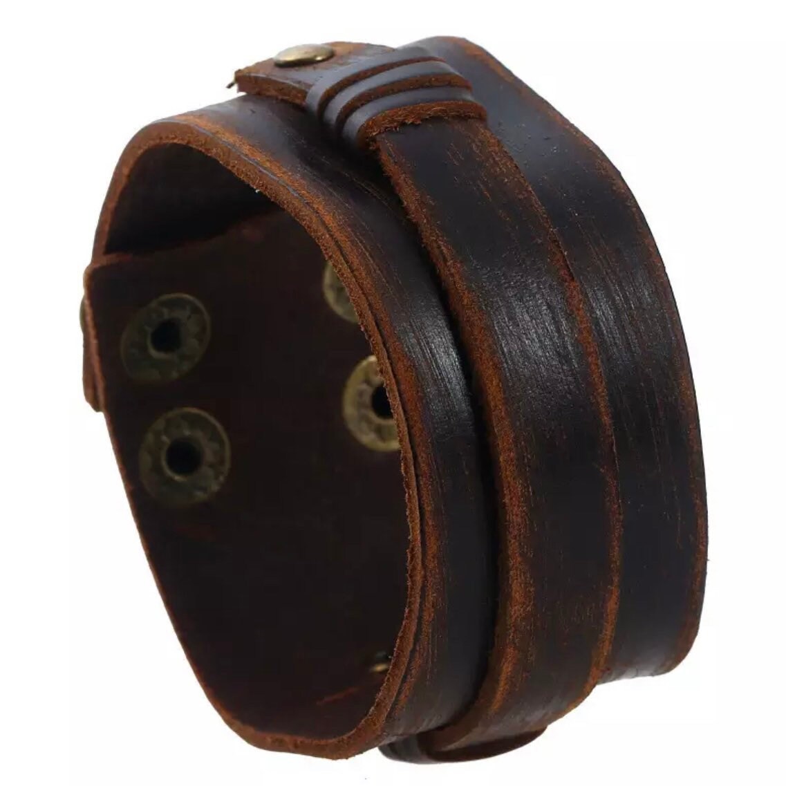 Vintage Brown Leather Cuff Bracelet