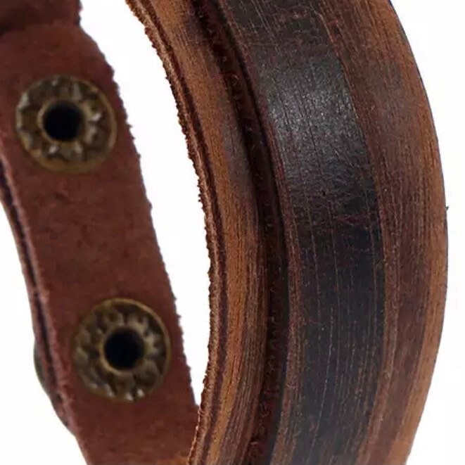 Slim Vintage Brown Leather Cuff Bracelet