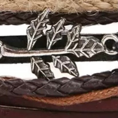 Bohemian Beaded Weave Leather Bracelet with Leaf Charm