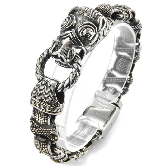 Retro Animal Solid Stainless Steel Silver Charm Link Bracelet