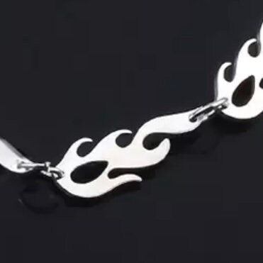 Punk Style Silver Fire Charm Bracelet