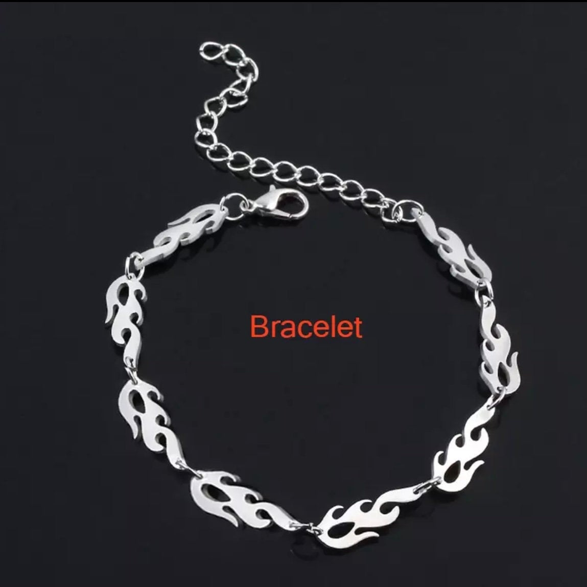 Punk Style Silver Fire Charm Bracelet