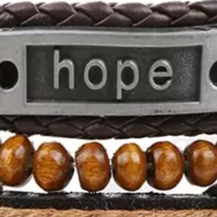 3 Layer Hope Leather Beaded Charm Bracelet