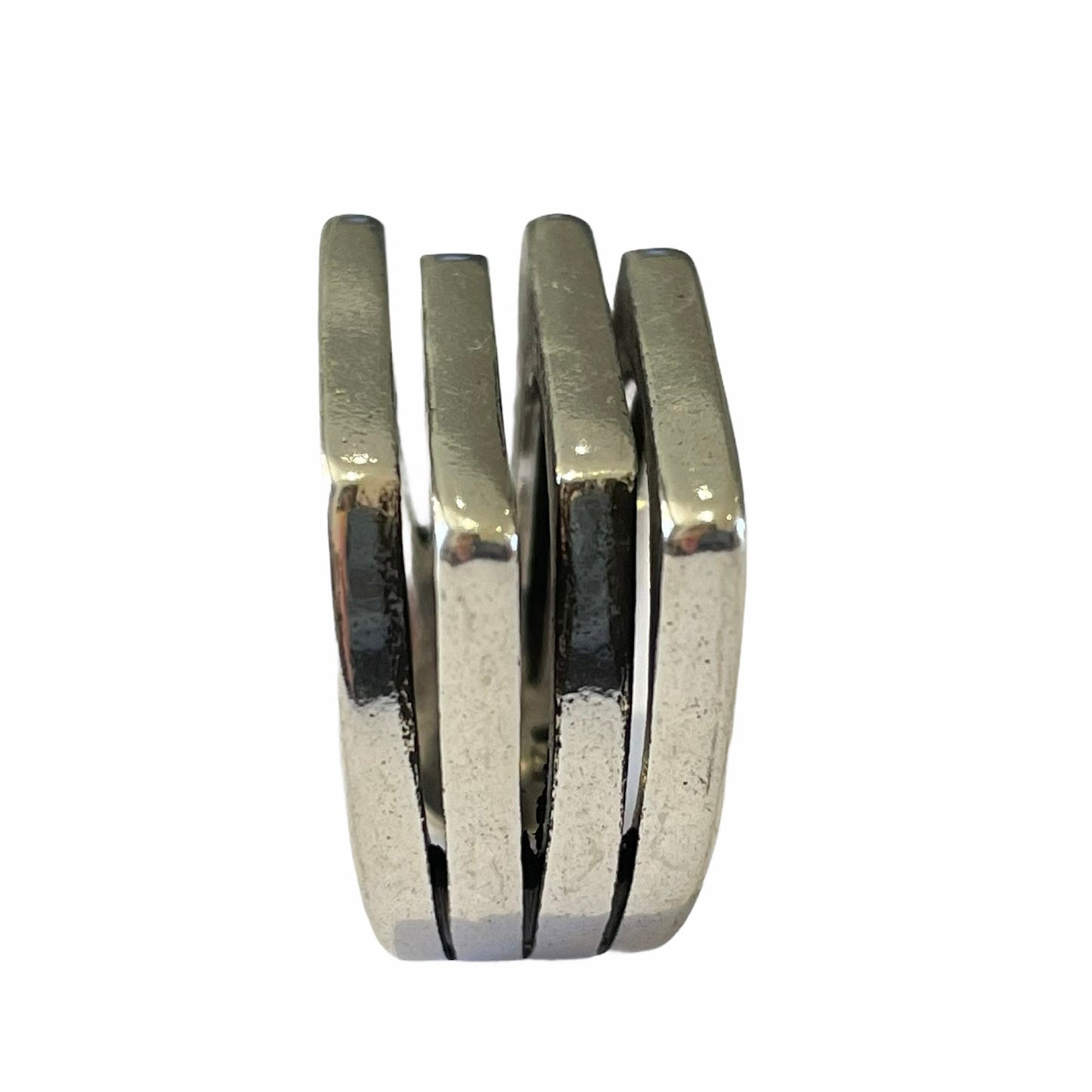 Exaggerated Multi-Layer Open Silver Ring