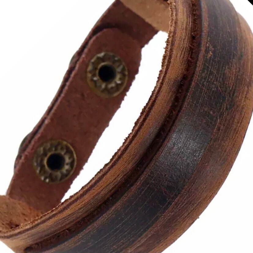 Slim Vintage Brown Leather Cuff Bracelet