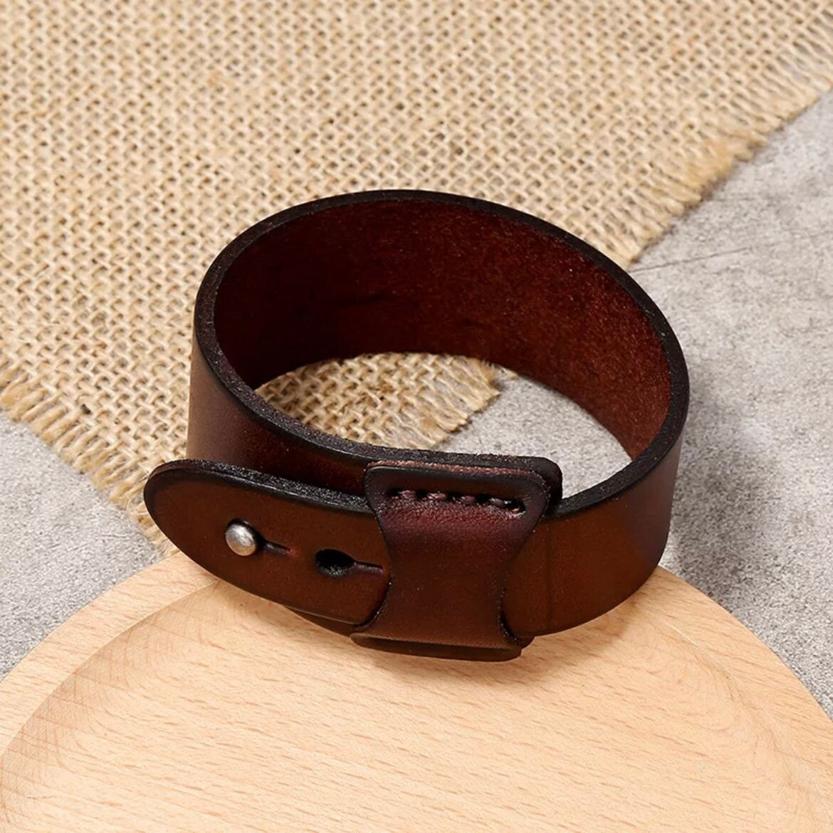 Vintage Irregular Leather Cuff Wrap Bracelet in black or Brown