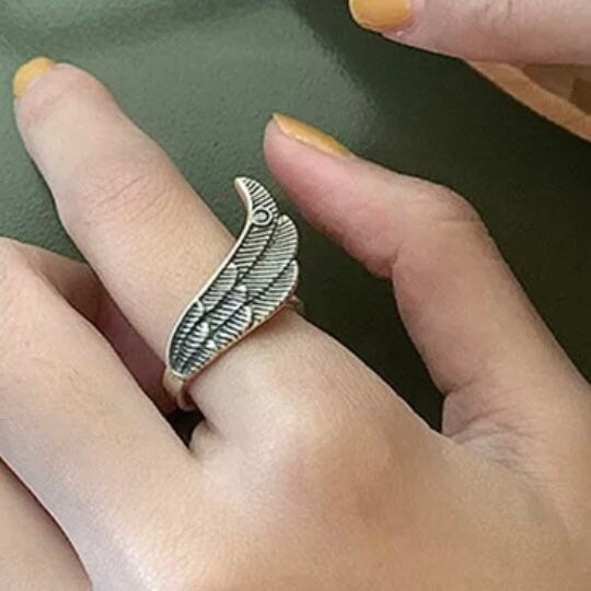 Silver Vintage Punk Wing Open Ring