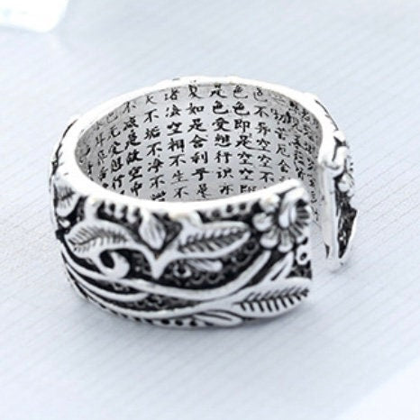 Bohemian Punk Big Silver Colour Flower Open Ring