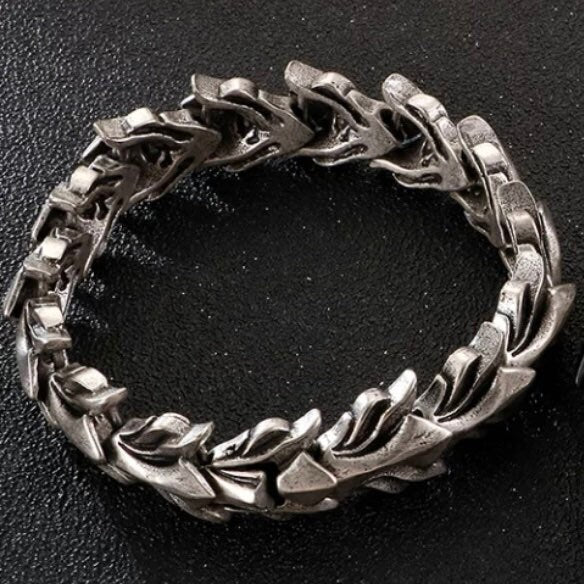 Old Silver Colour Stainless Steel 17mm Keel Chain Bracelet