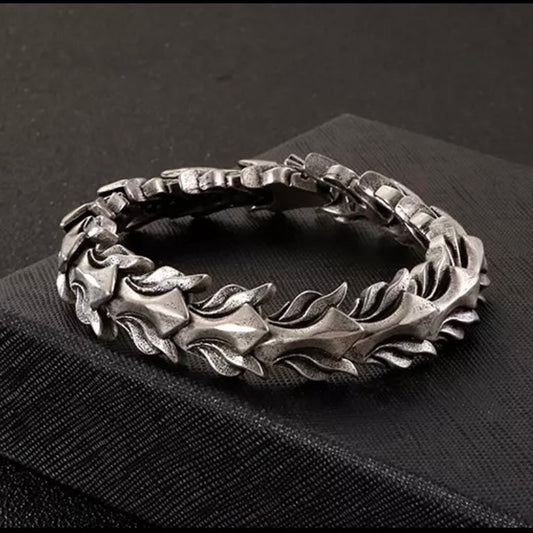 Old Silver Colour Stainless Steel 17mm Keel Chain Bracelet