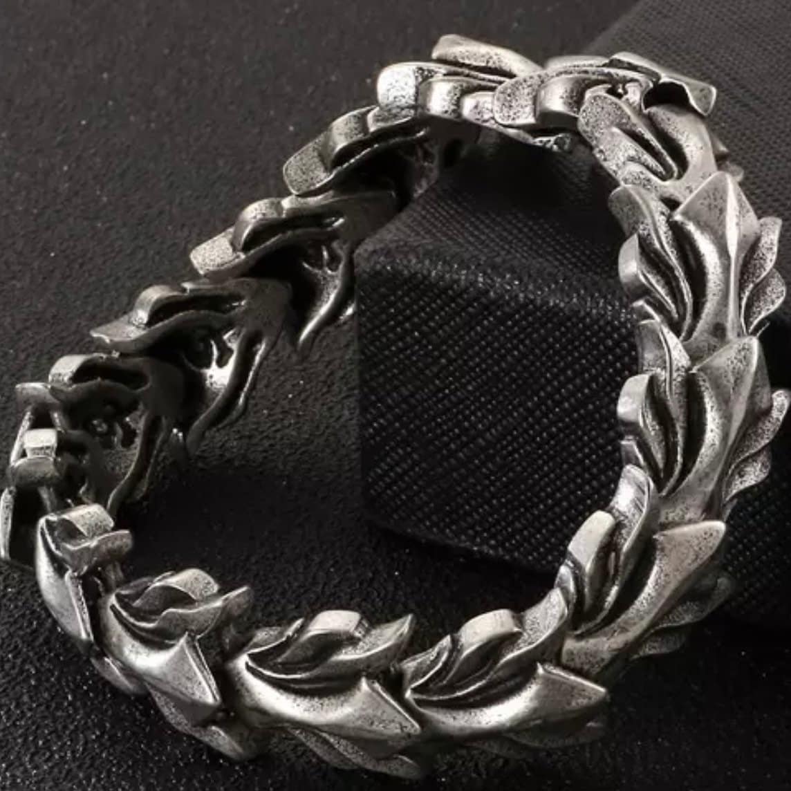 Old Silver Colour Stainless Steel 17mm Keel Chain Bracelet