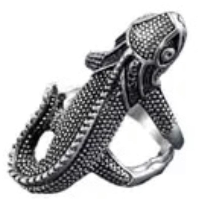 Retro Gothic Lizard Animal Ring