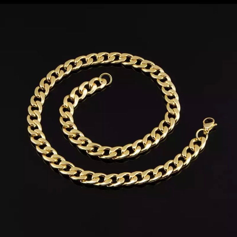 Necklace and Bracelet 8mm Miami Cuban Link Chain Stainless Steel Hip Hop Necklace & Bracelet Set