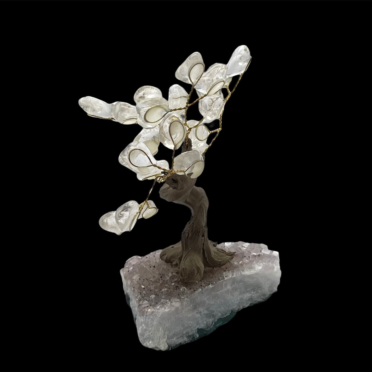 Unique Stunning Beautiful Quartz Crystal and Glass Healing Bonsai Tree