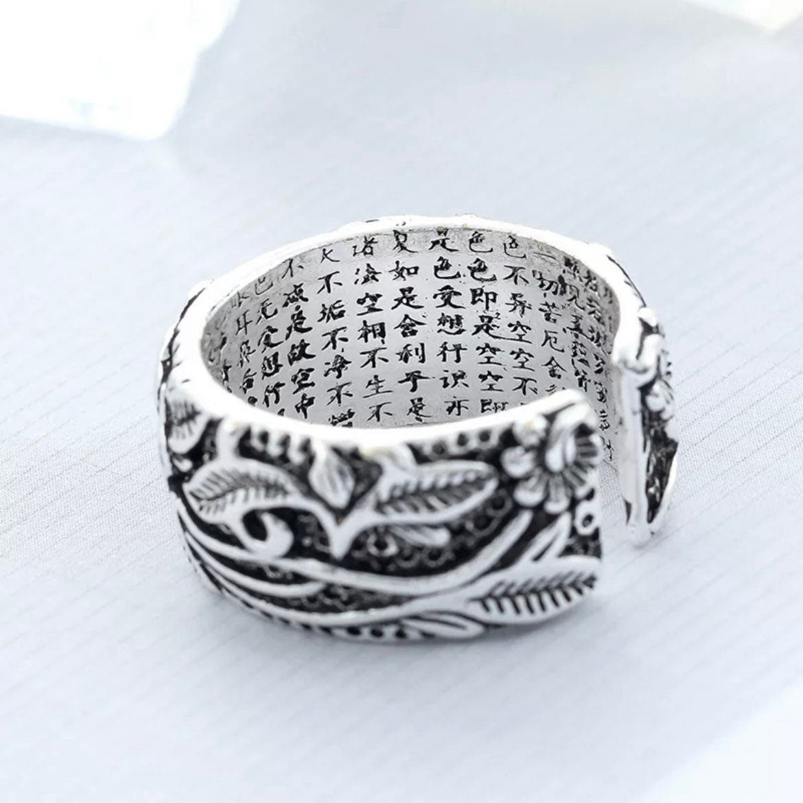 Bohemian Punk Big Silver Colour Flower Open Ring