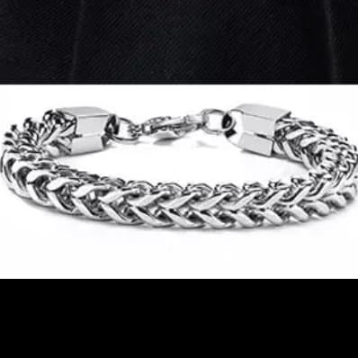 8mm Square Stainless Steel Double Curb Chain Bracelet