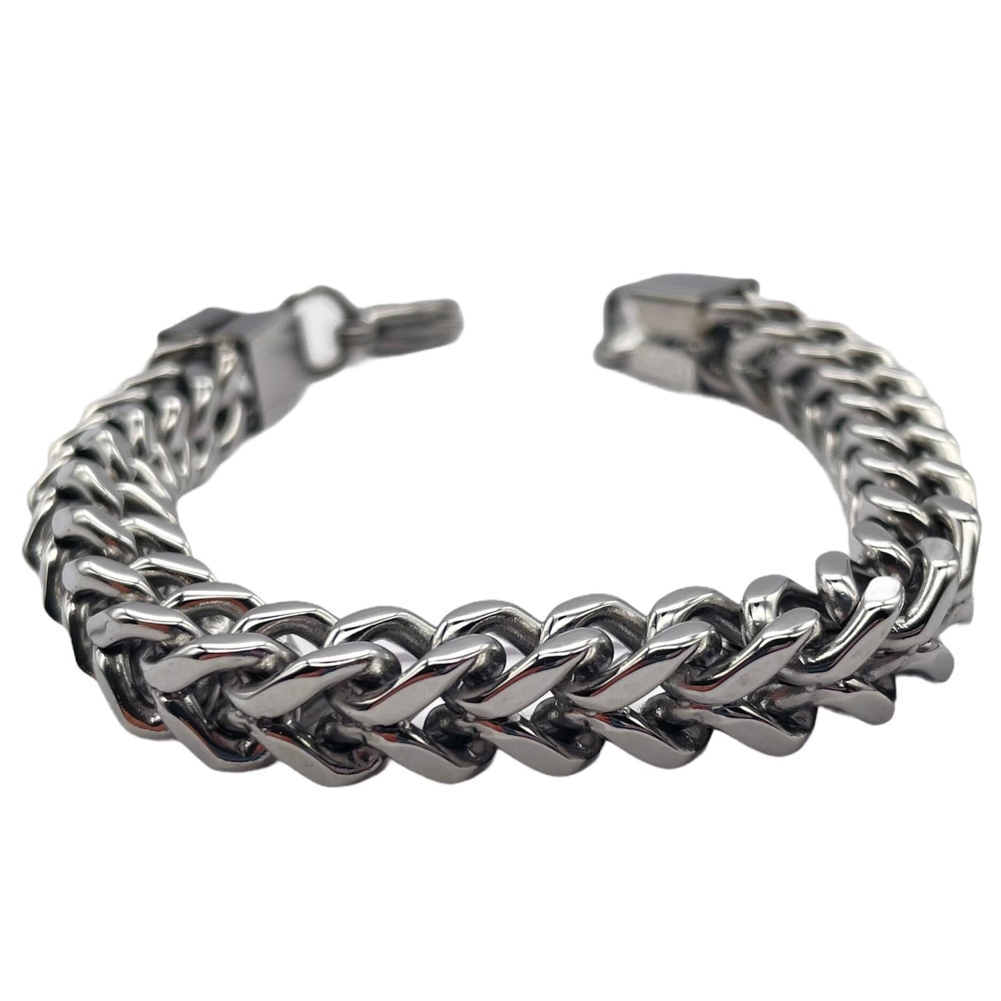 8mm Square Stainless Steel Double Curb Chain Bracelet