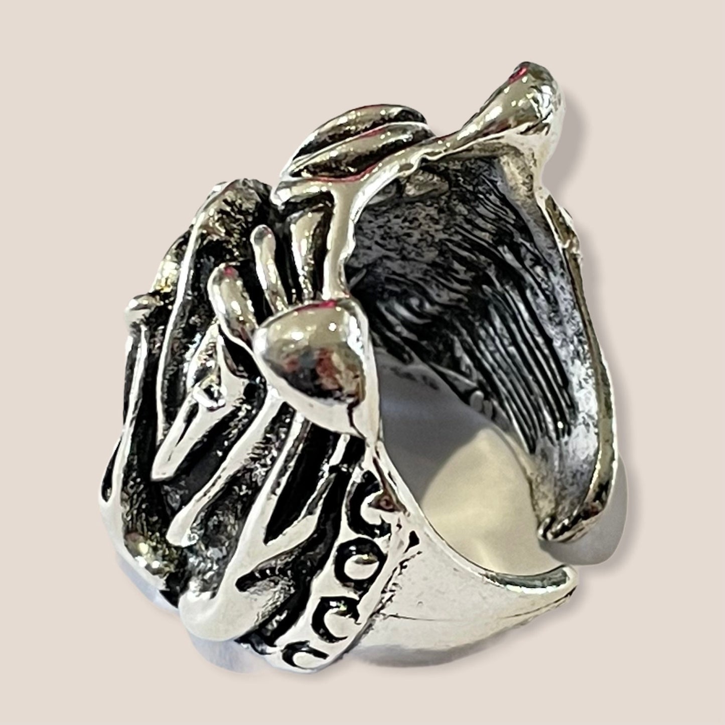 Retro Gothic Punk Bulldog Open Ring