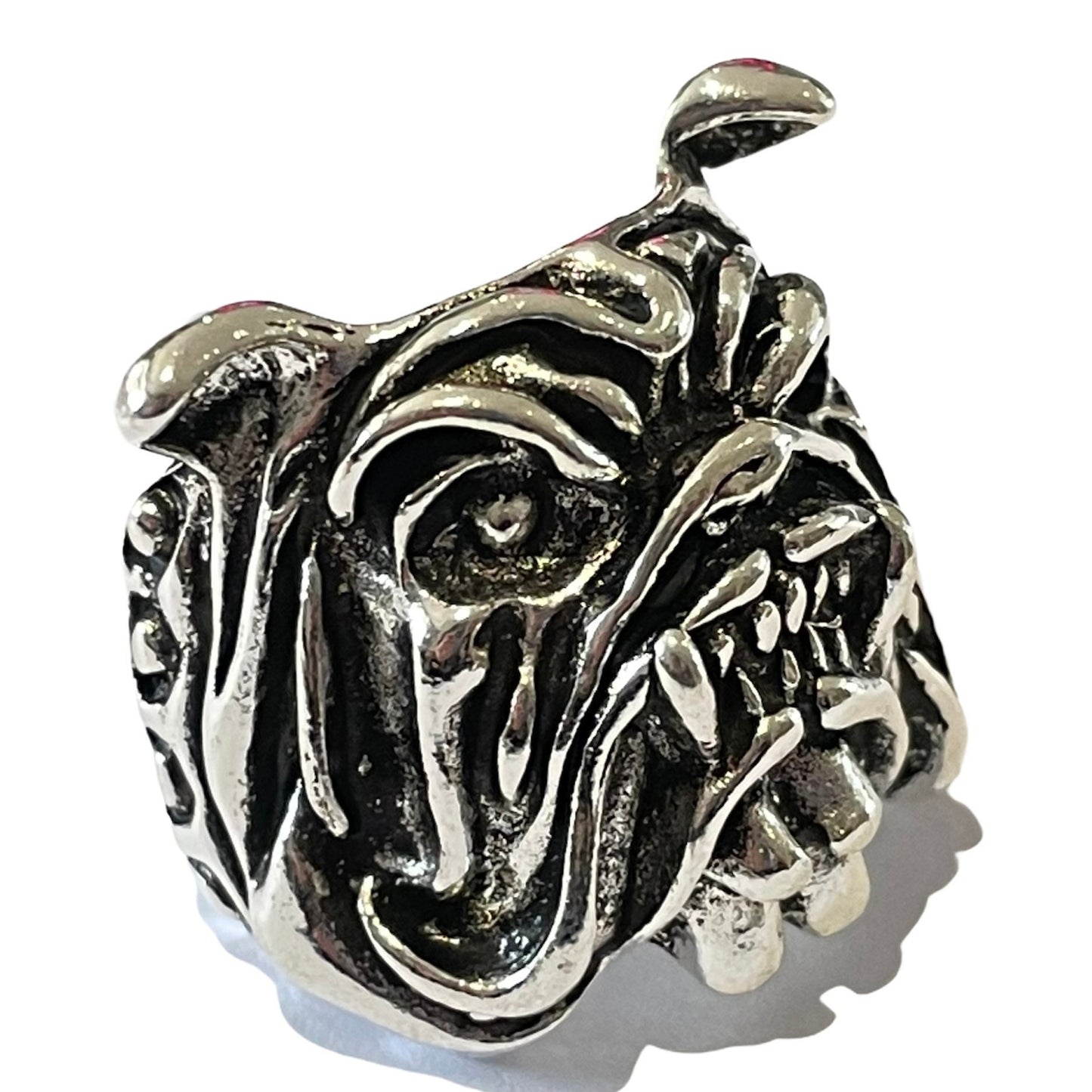 Retro Gothic Punk Bulldog Open Ring