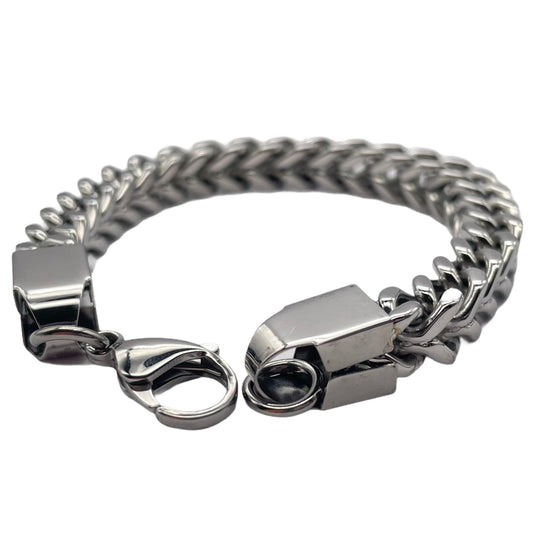 8mm Square Stainless Steel Double Curb Chain Bracelet