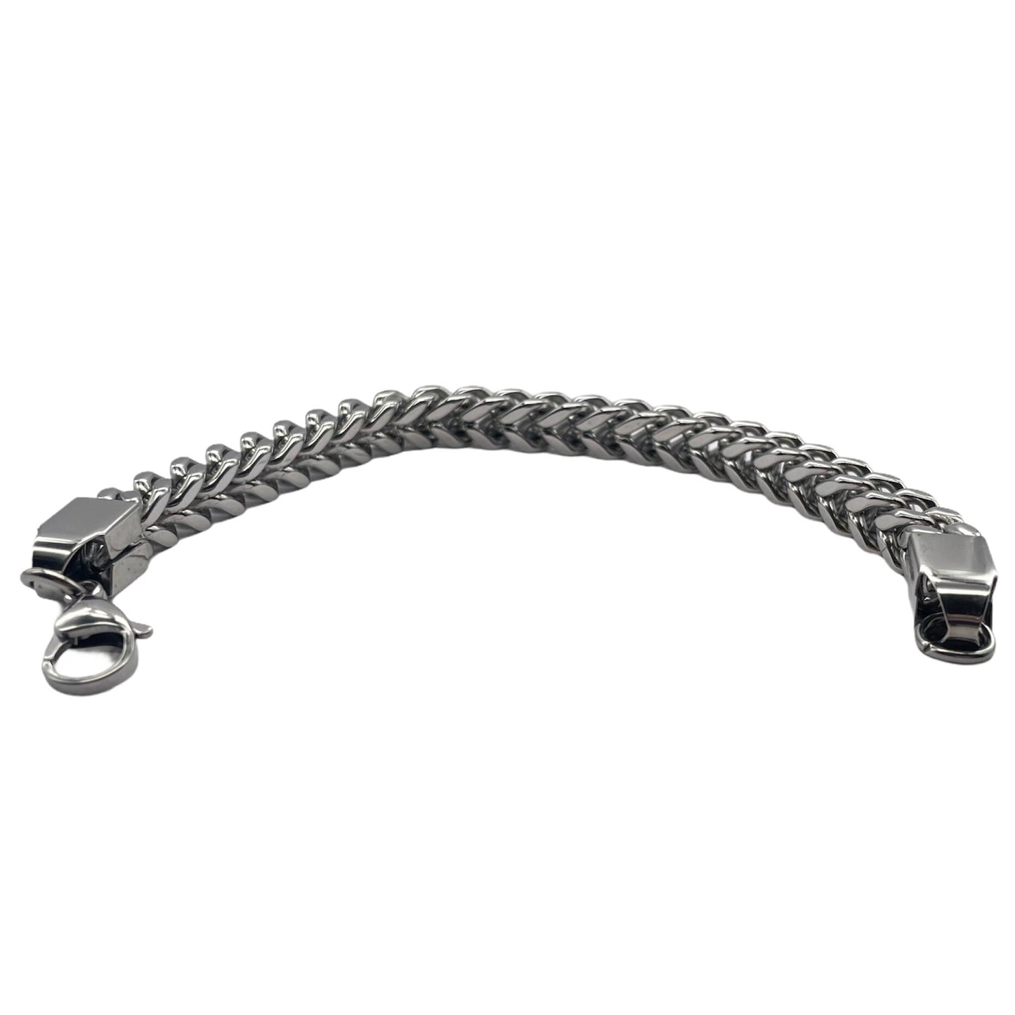 8mm Square Stainless Steel Double Curb Chain Bracelet