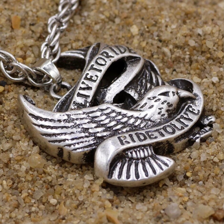 Retro Punk Eagle Stainless Steel Born to Ride Ride to Live Pendant