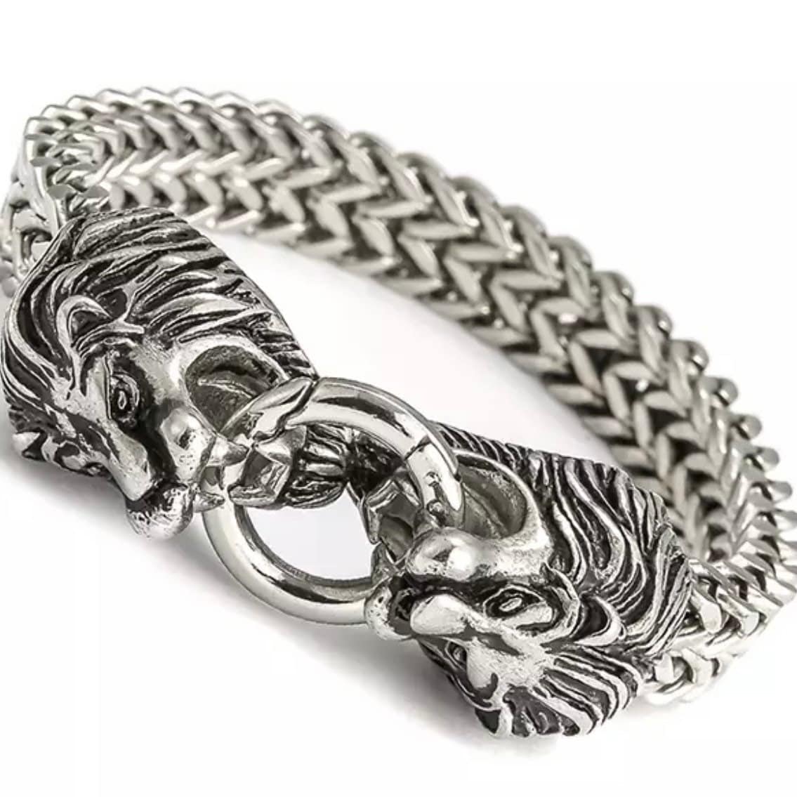 Stunning Stainless Steel Gothic King Lion Head Fargo Chain Bracelet Available in 3 Colours