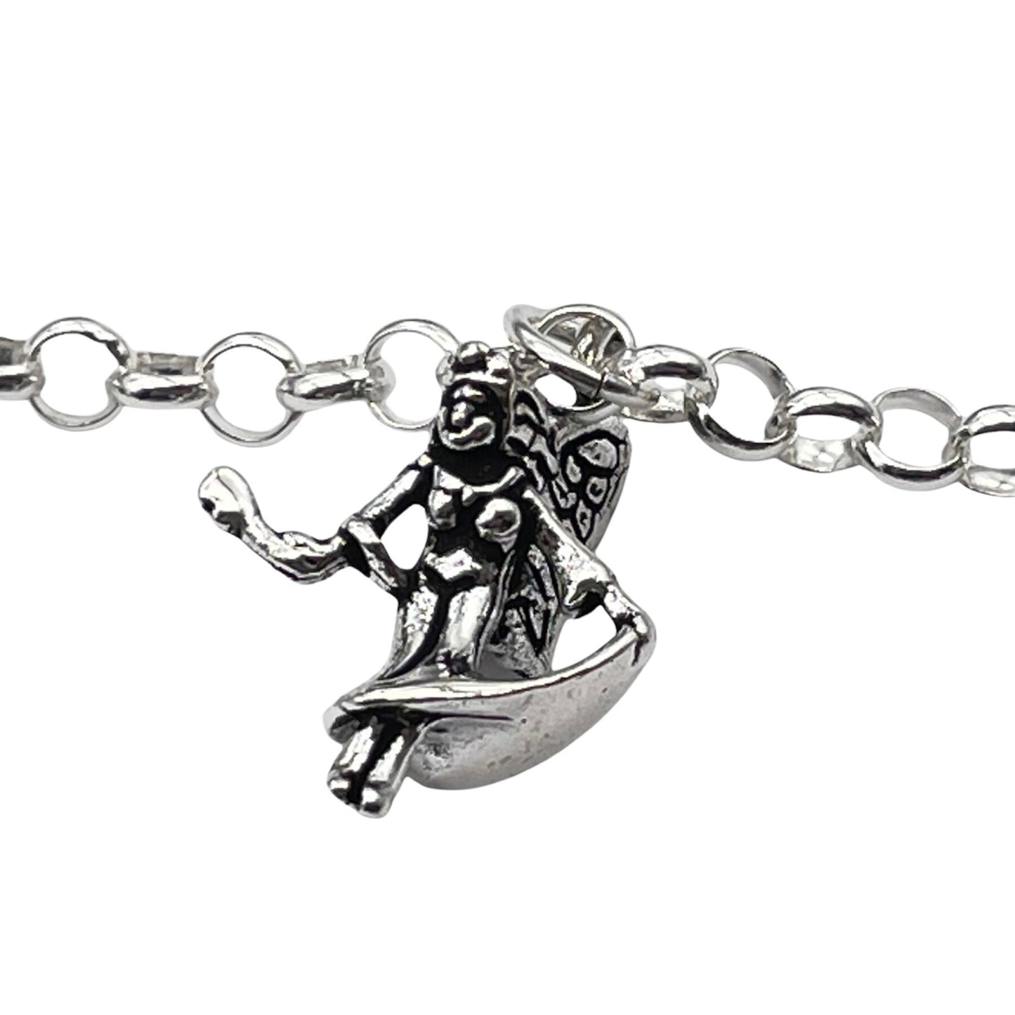 Stunning 925 Sterling Silver Charm Bracelet with 5 Beautiful 925 Sterling Silver Fairy Charms