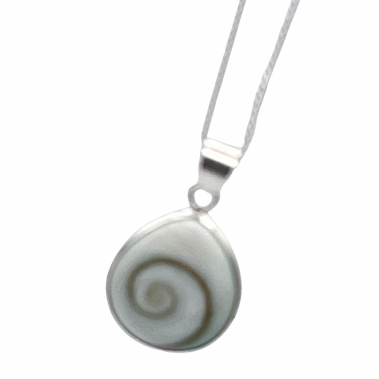 Shiva Eye Shell Teardrop Reversible Sterling Silver Pendant Necklace