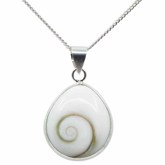 Shiva Eye Shell Teardrop Reversible Sterling Silver Pendant Necklace