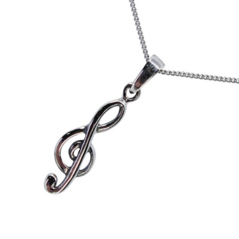 Musical Note Sterling Silver Pendant Necklace