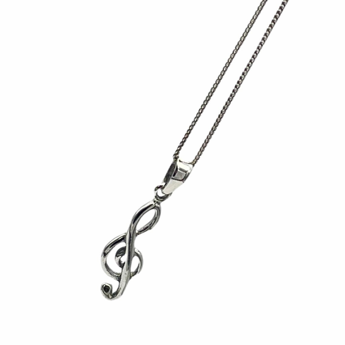 Musical Note Sterling Silver Pendant Necklace