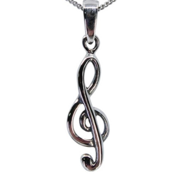 Musical Note Sterling Silver Pendant Necklace