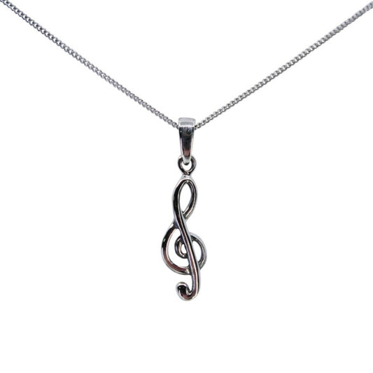 Musical Note Sterling Silver Pendant Necklace