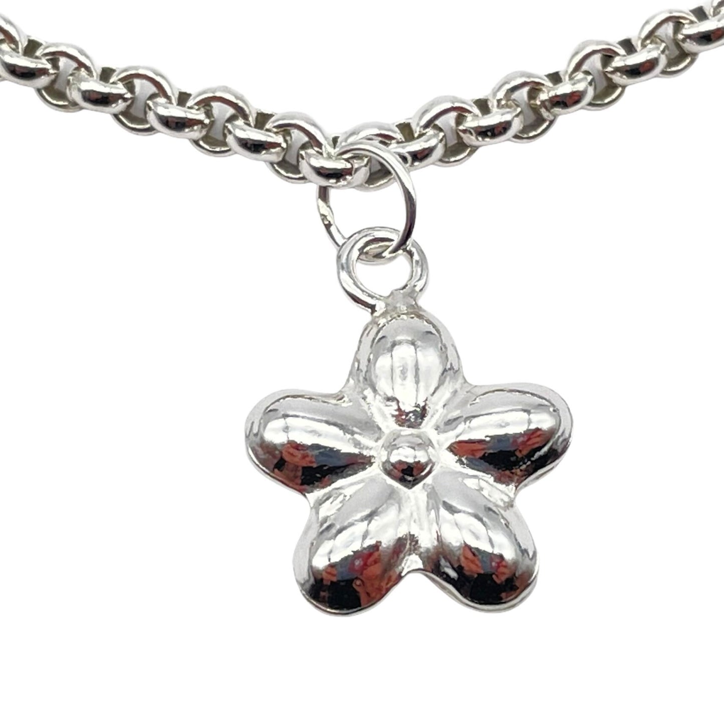 Sterling Silver Bracelet with Flower and Ball Charms