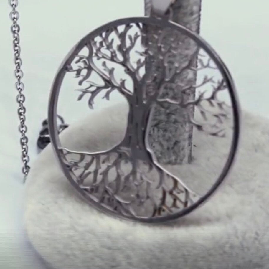 Tree of Life Stainless Steel Pendant Necklace Available in Silver Gold and Black