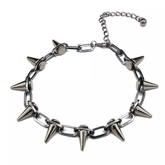 Punk Gothic Handmade Choker Spike Rivet Necklace Available in Silver Black or Golden Colour