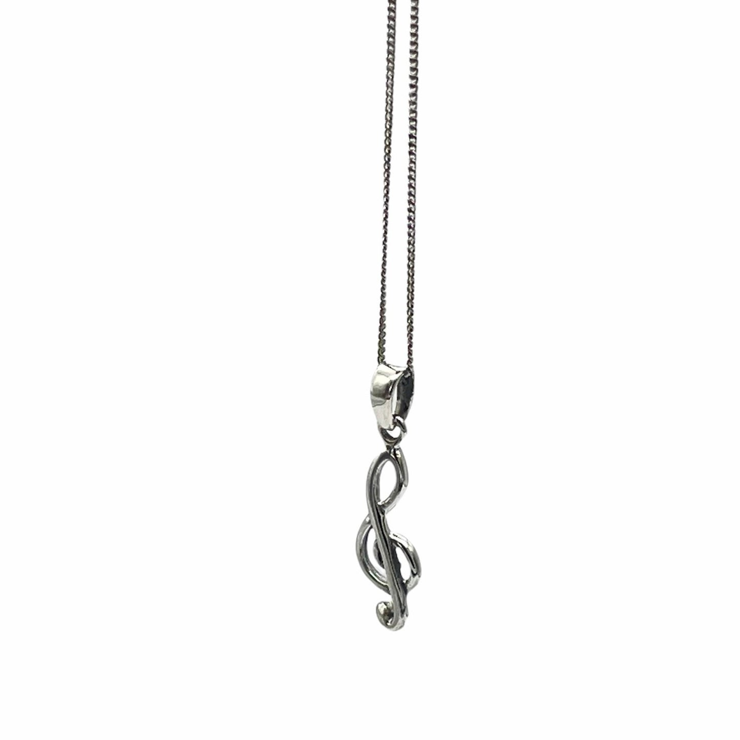 Musical Note Sterling Silver Pendant Necklace