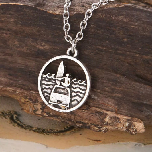 Surf Sea Ocean Waves Campervan Pendant Necklace