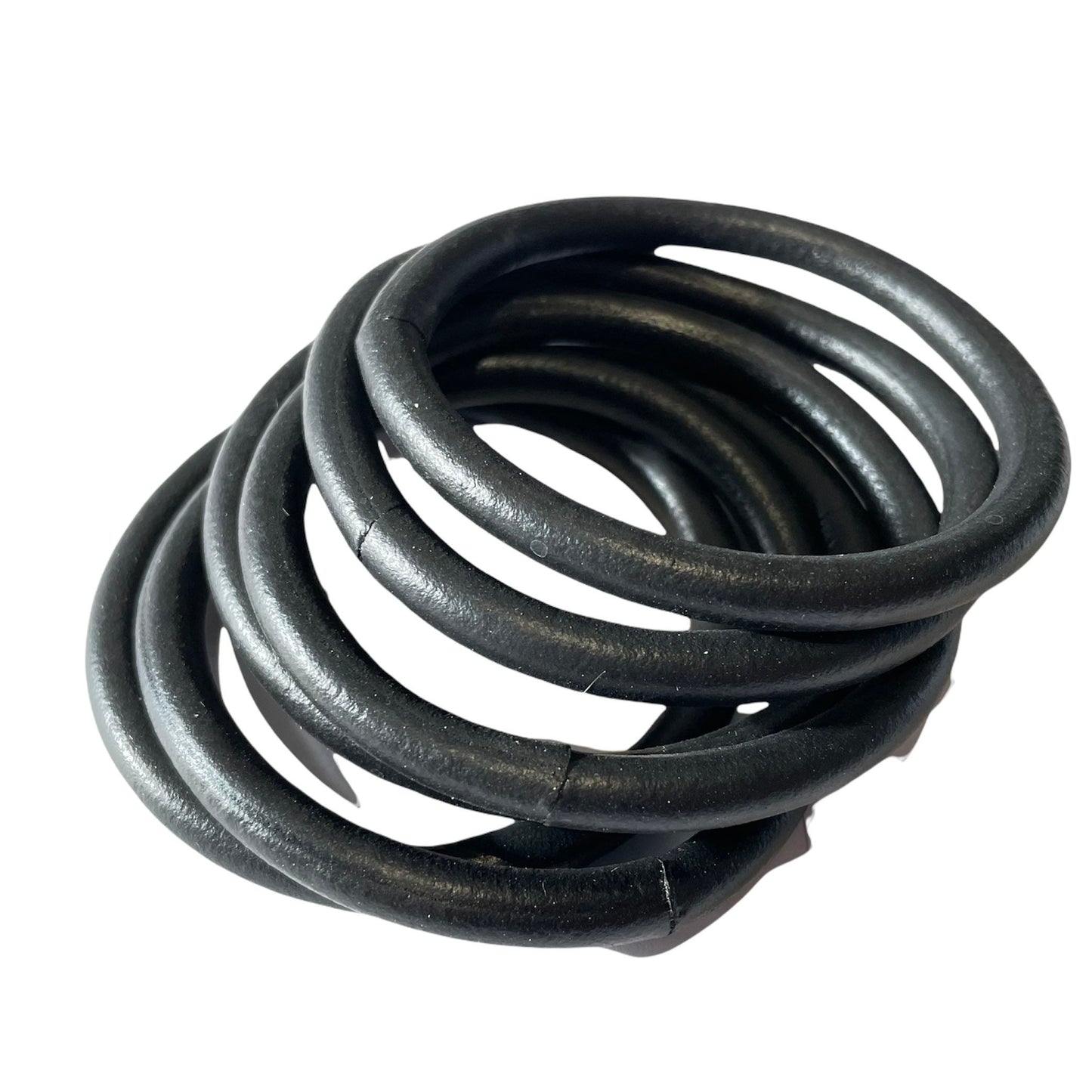 6PCS Handcrafted Rubber Bracelet Bangles Available in Black or Orange