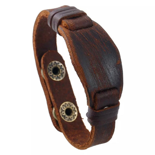 Punk Strap Brown Leather Vintage Cuff Bracelet Wrap