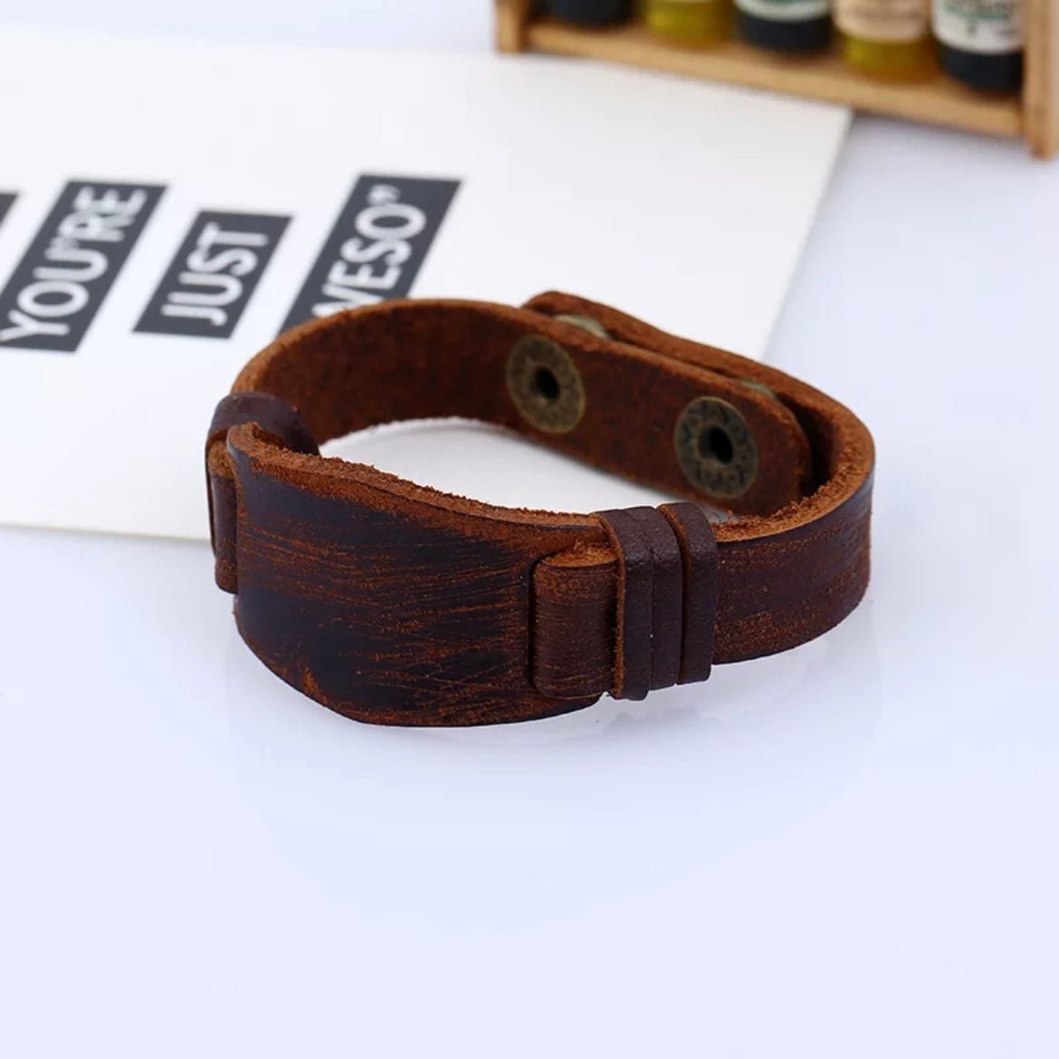 Punk Strap Brown Leather Vintage Cuff Bracelet Wrap