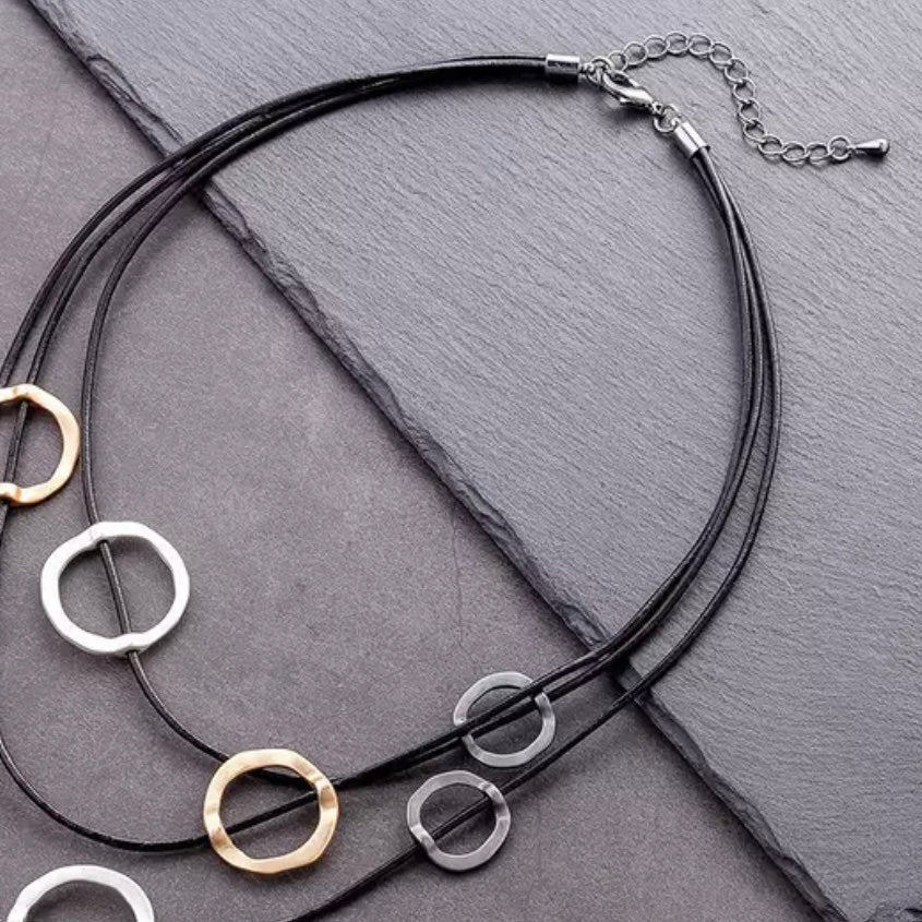 Trendy Rope Chain Circular Layered Pendant Necklace