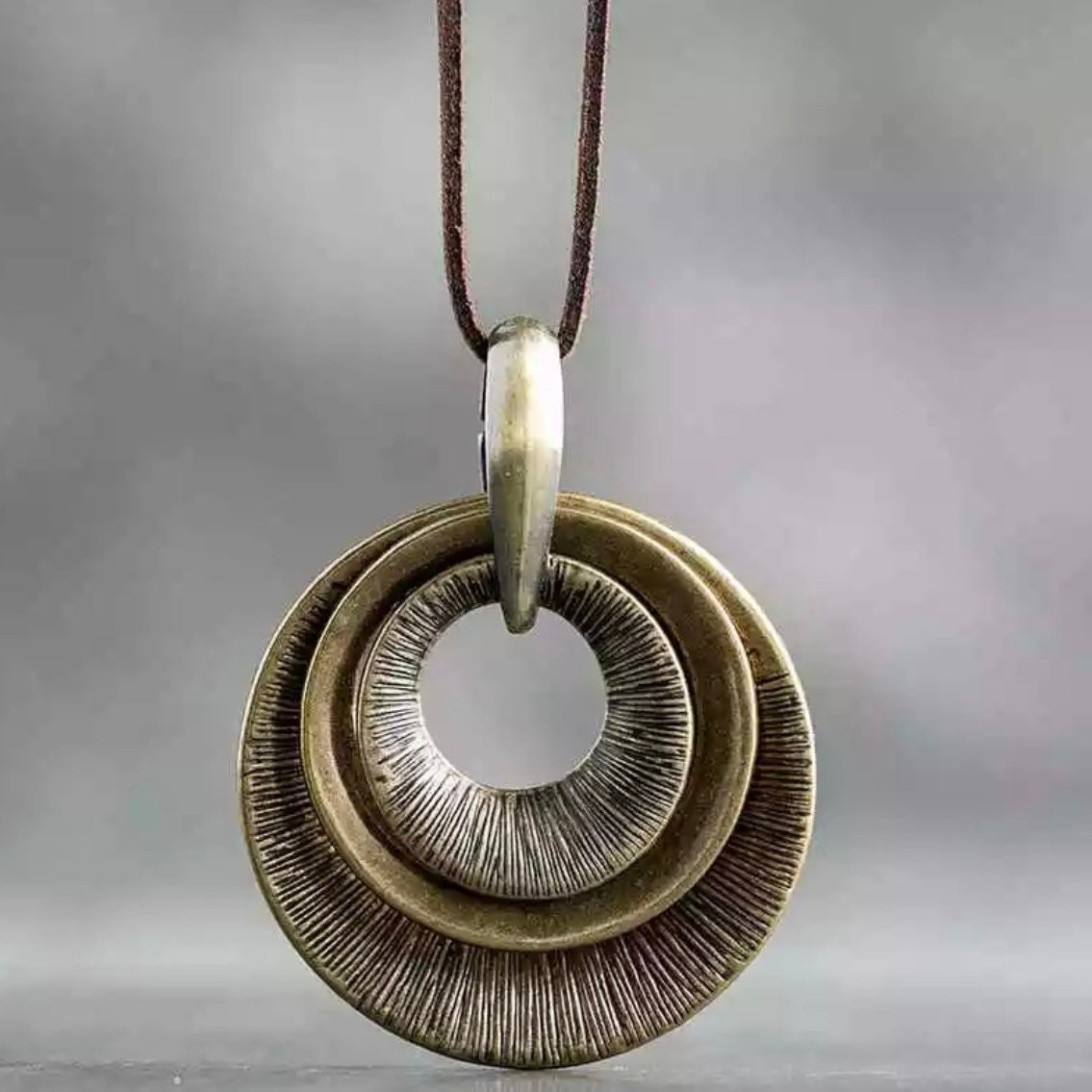 Sweater Long Circular Rope Pendant Necklace