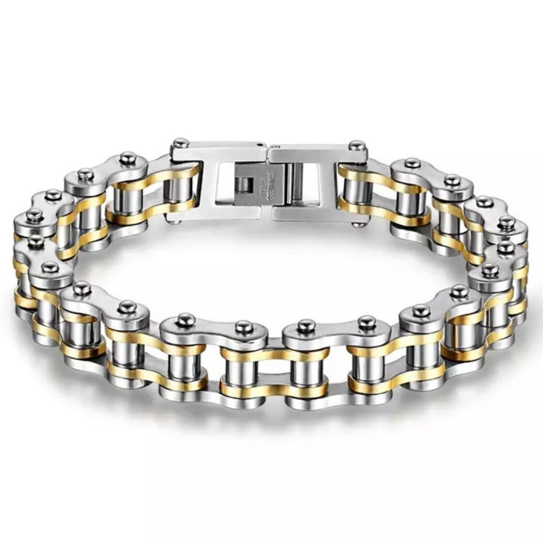 Stainless Steel Motorcycle Chain Punk Hiphop Bracelet Bangle Available in 4 Colours