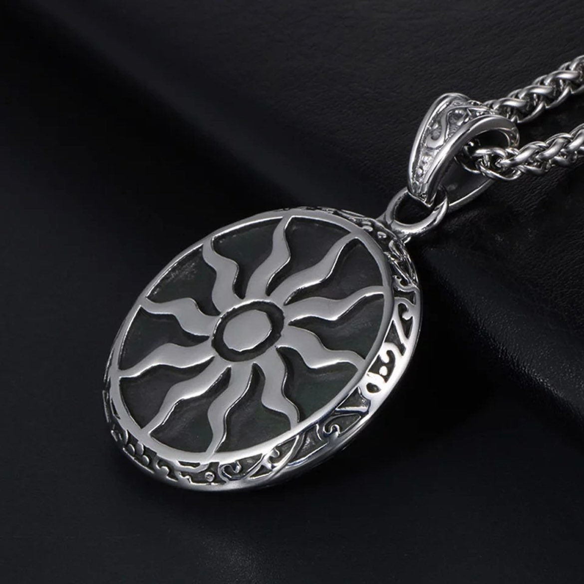 Apollo Amulet Double Sided Stainless Steel Sun God Pendant Necklace