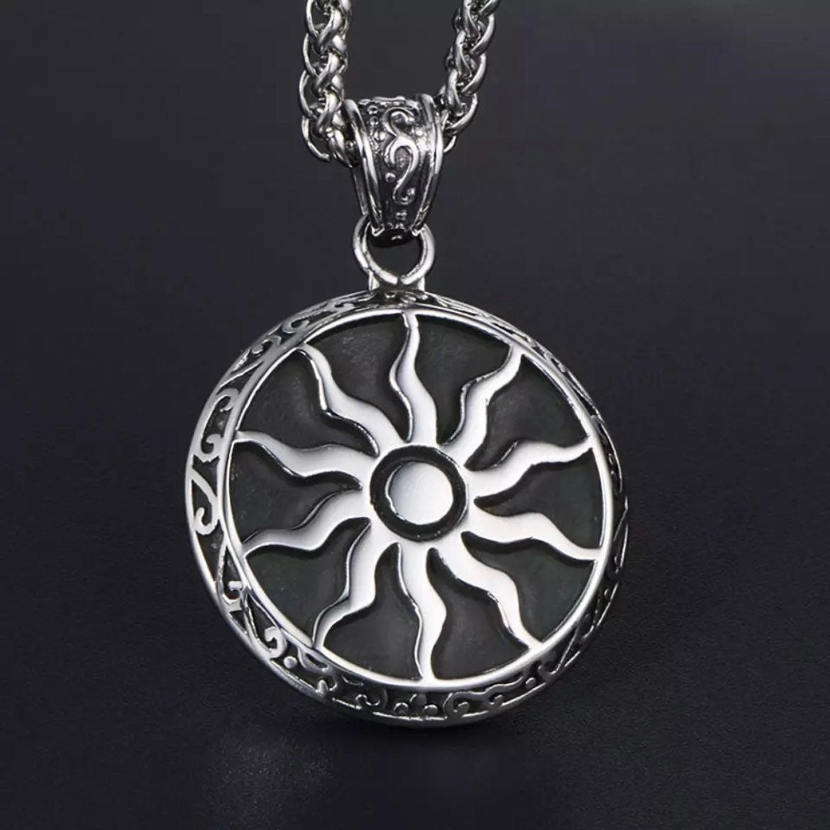 Apollo Amulet Double Sided Stainless Steel Sun God Pendant Necklace