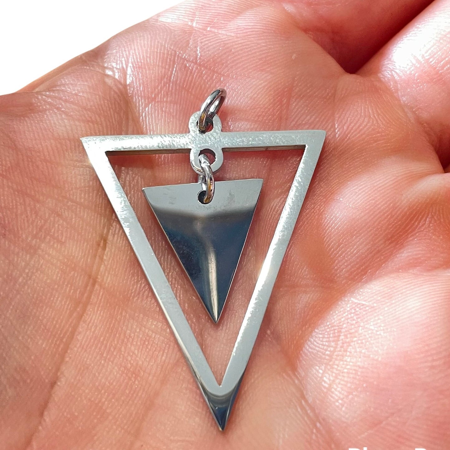 Double Triangle Pendant with Stainless Steel Chain Necklace