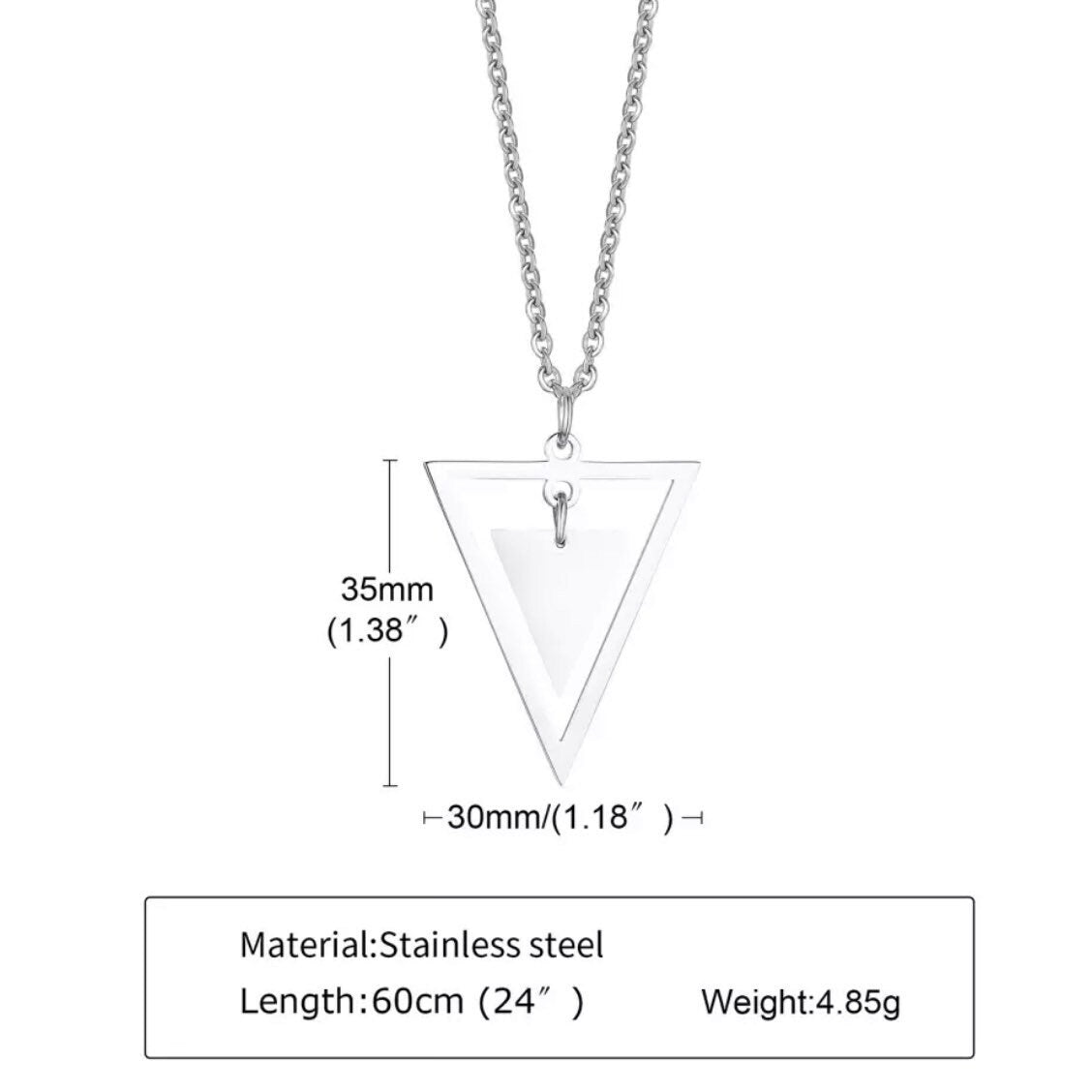 Double Triangle Pendant with Stainless Steel Chain Necklace